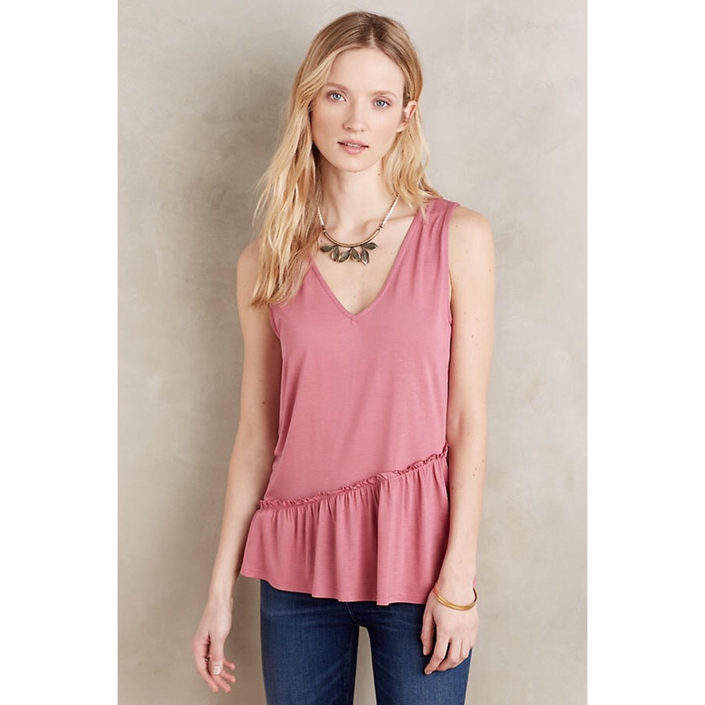 NWT Anthropologie Dolan Pomona Peplum Tank Pink Large